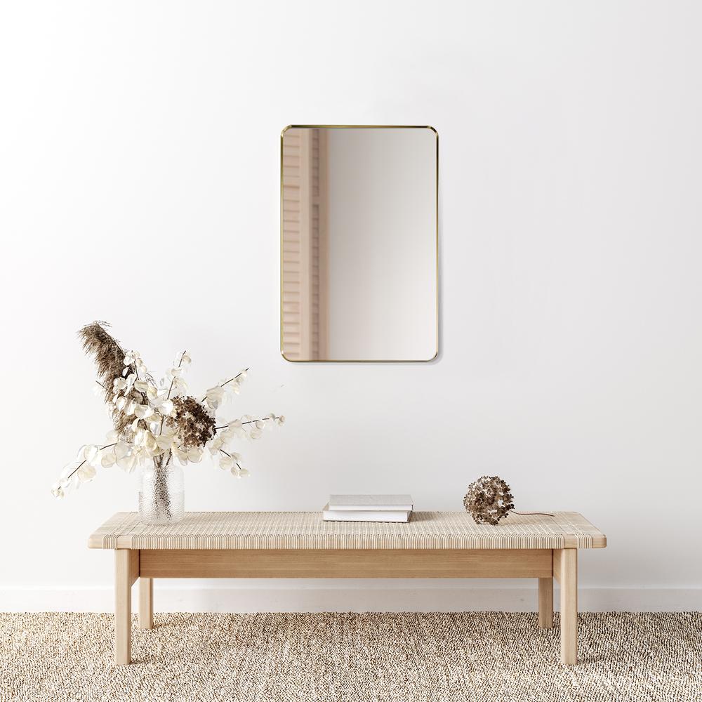 Nettuno 24" Rectangle Bathroom/Vanity Brushed Gold Aluminum Framed Wall Mirror