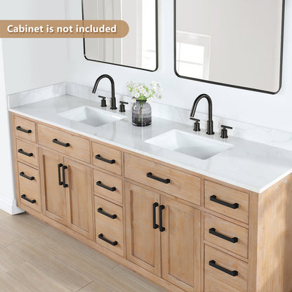 Ceres 84. in Engineered Stone Vanity Top in Grain White with Double White Sink