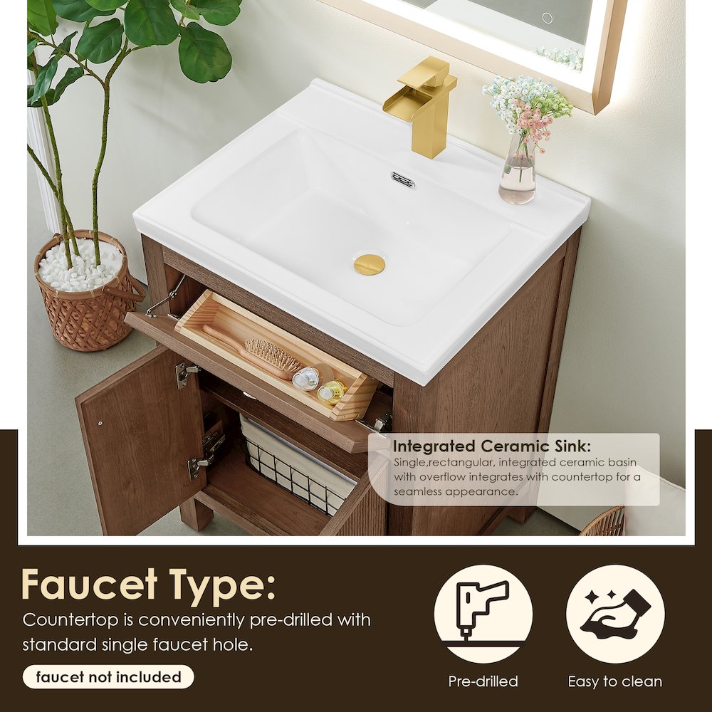 Cerrito 24" Single Bathroom Vanity in Brown Brushed Oak