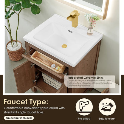 Cerrito 24" Single Bathroom Vanity in Brown Brushed Oak