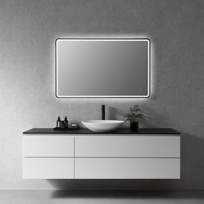 Framed in Matt Black Modern Bathroom/Vanity LED Lighted Wall Mirror
