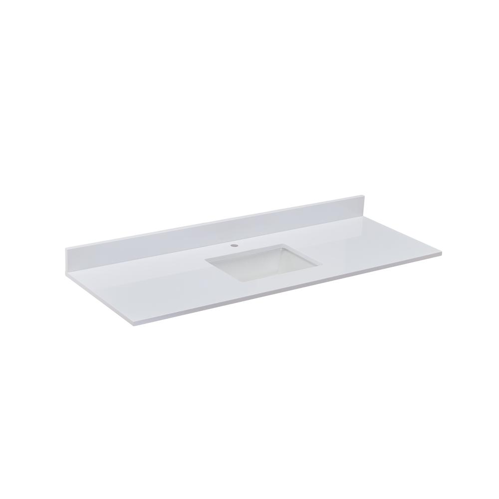 61 in. Composite Stone Vanity Top in Milano White with White Sink