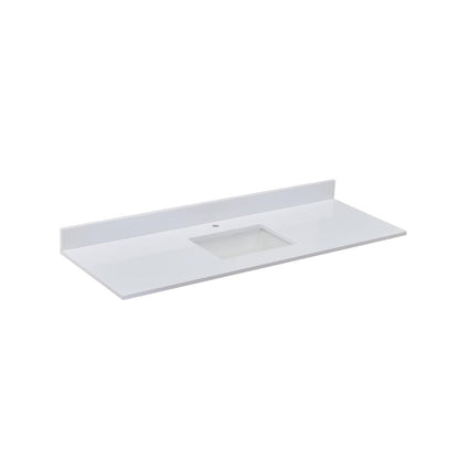 61 in. Composite Stone Vanity Top in Milano White with White Sink