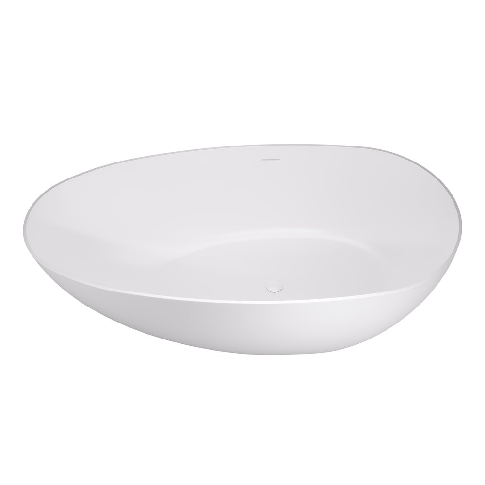 59" x 31" Solid Surface Soaking Bathtub and Integrated Overflow