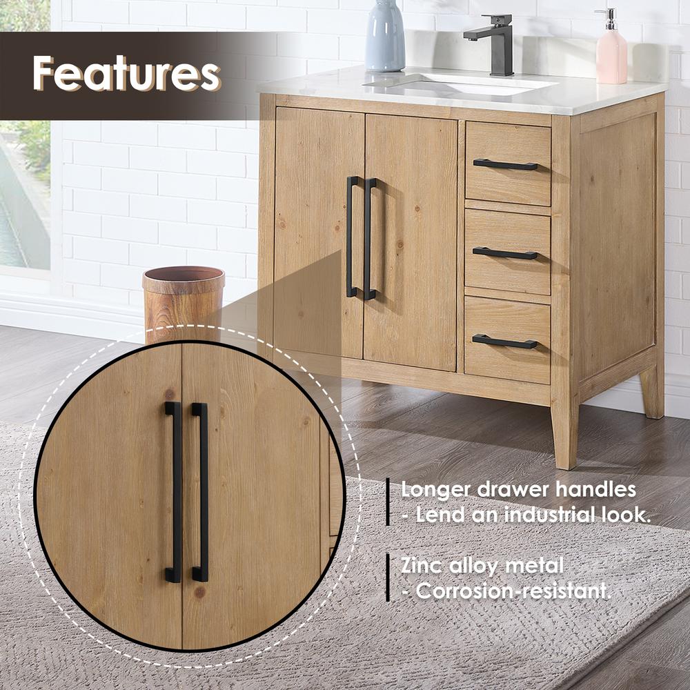 Single Bathroom Vanity in Weathered Fir with Stone Countertop with Mirror