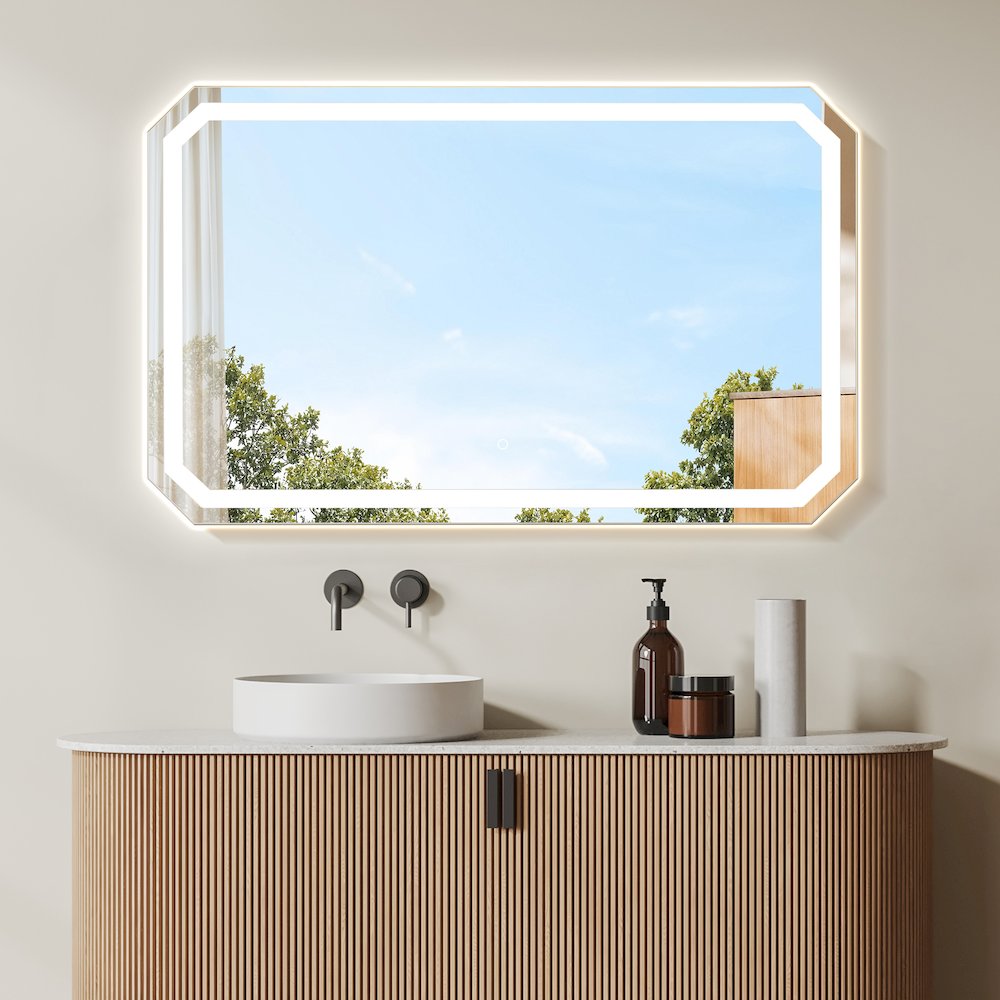 48x30" Octogan Frameless Modern LED Bathroom Vanity Mirror