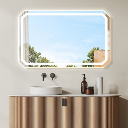 48x30" Octogan Frameless Modern LED Bathroom Vanity Mirror