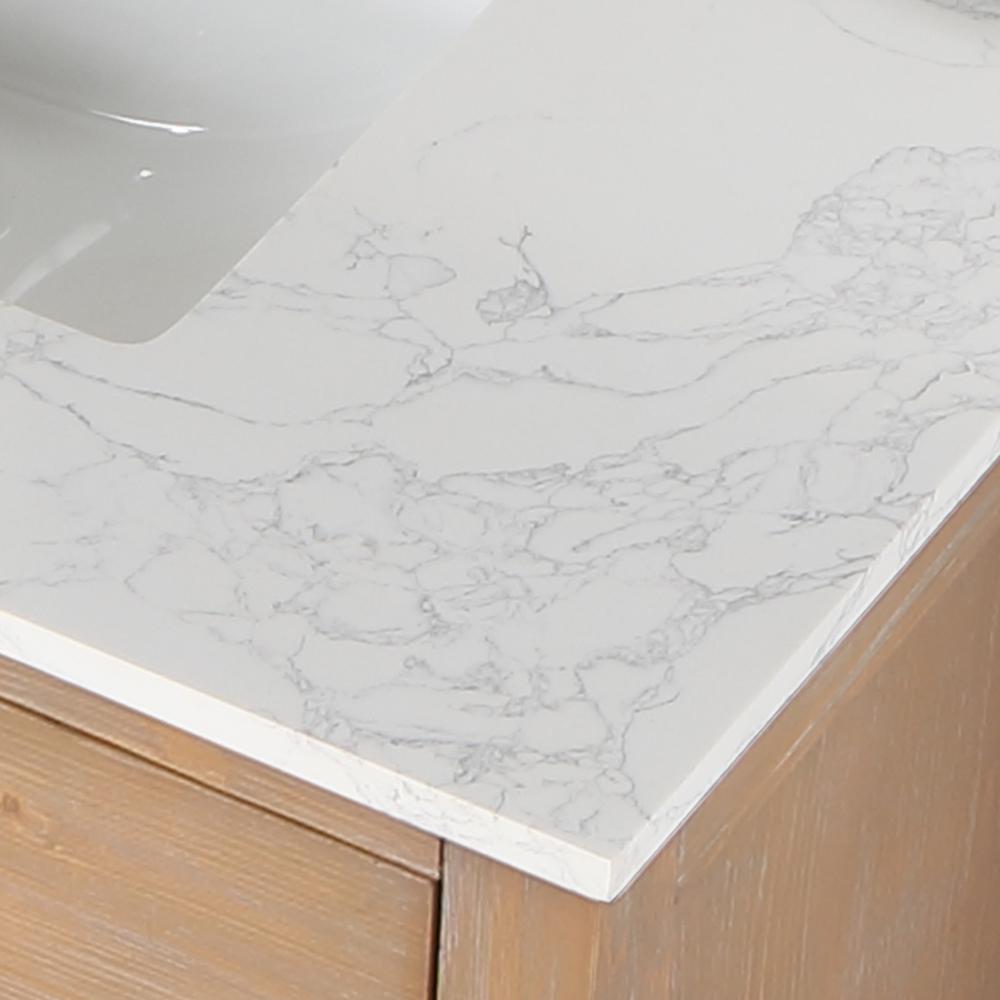 72" Double Bathroom Vanity in Light Brown with Mirror