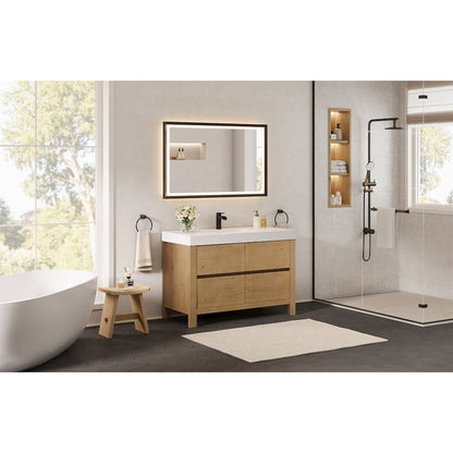 48" Single Bathroom Vanity in with White Artificial Stone Integrated Sink