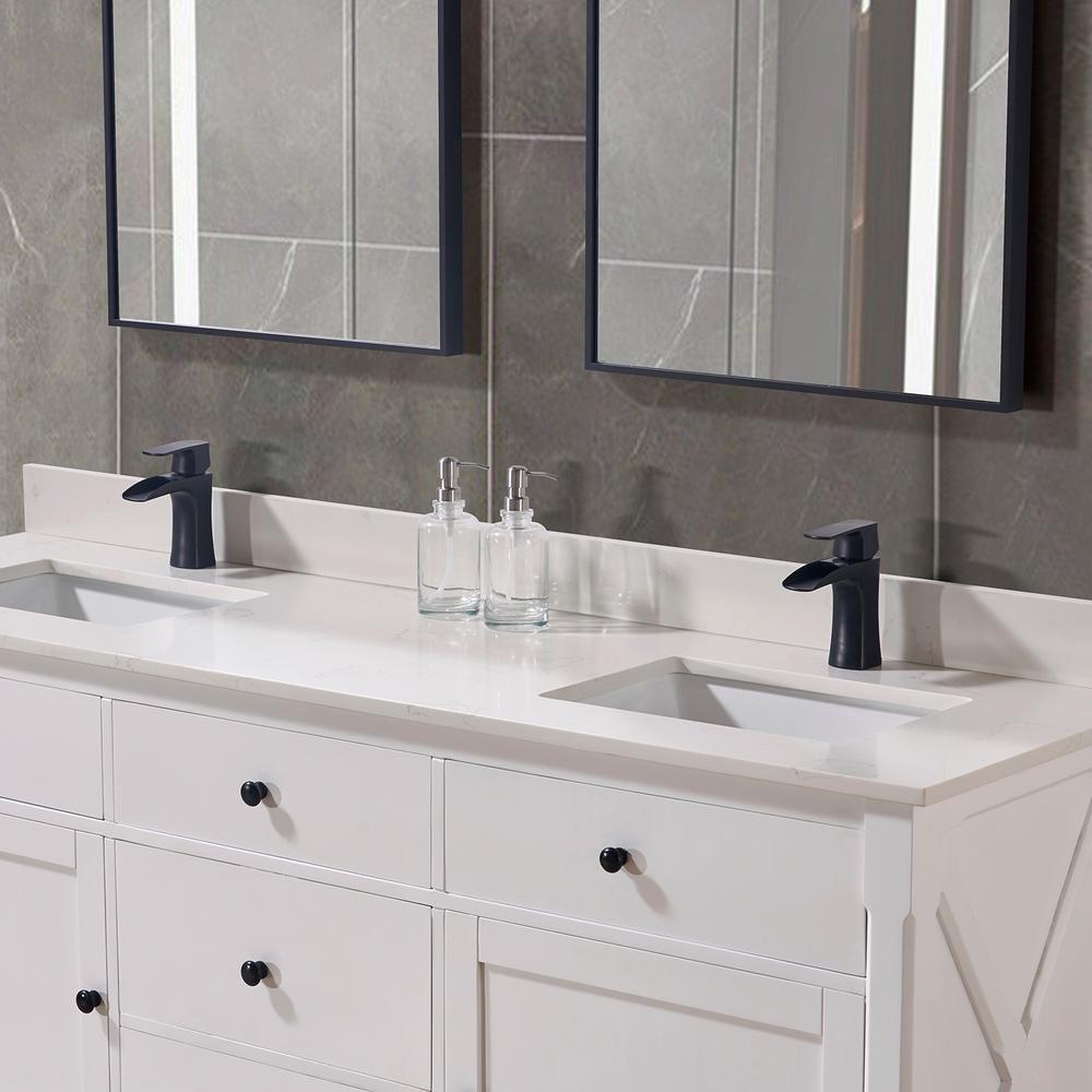 73 in. Composite Stone Vanity Top in Milano White with White Sink