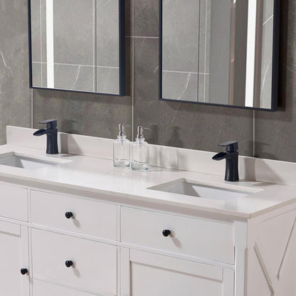 73 in. Composite Stone Vanity Top in Milano White with White Sink
