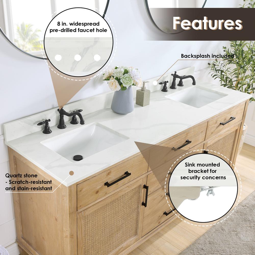 Double Bathroom Vanity in Weathered Fir with Stone Countertop with Mirror