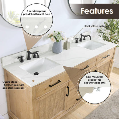 Double Bathroom Vanity in Weathered Fir with Stone Countertop with Mirror