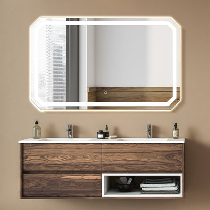 48x30" Octogan Frameless Modern LED Bathroom Vanity Mirror