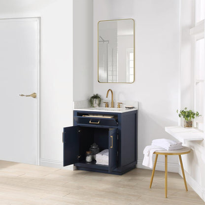 30" Single Bathroom Vanity in Royal Blue with Mirror