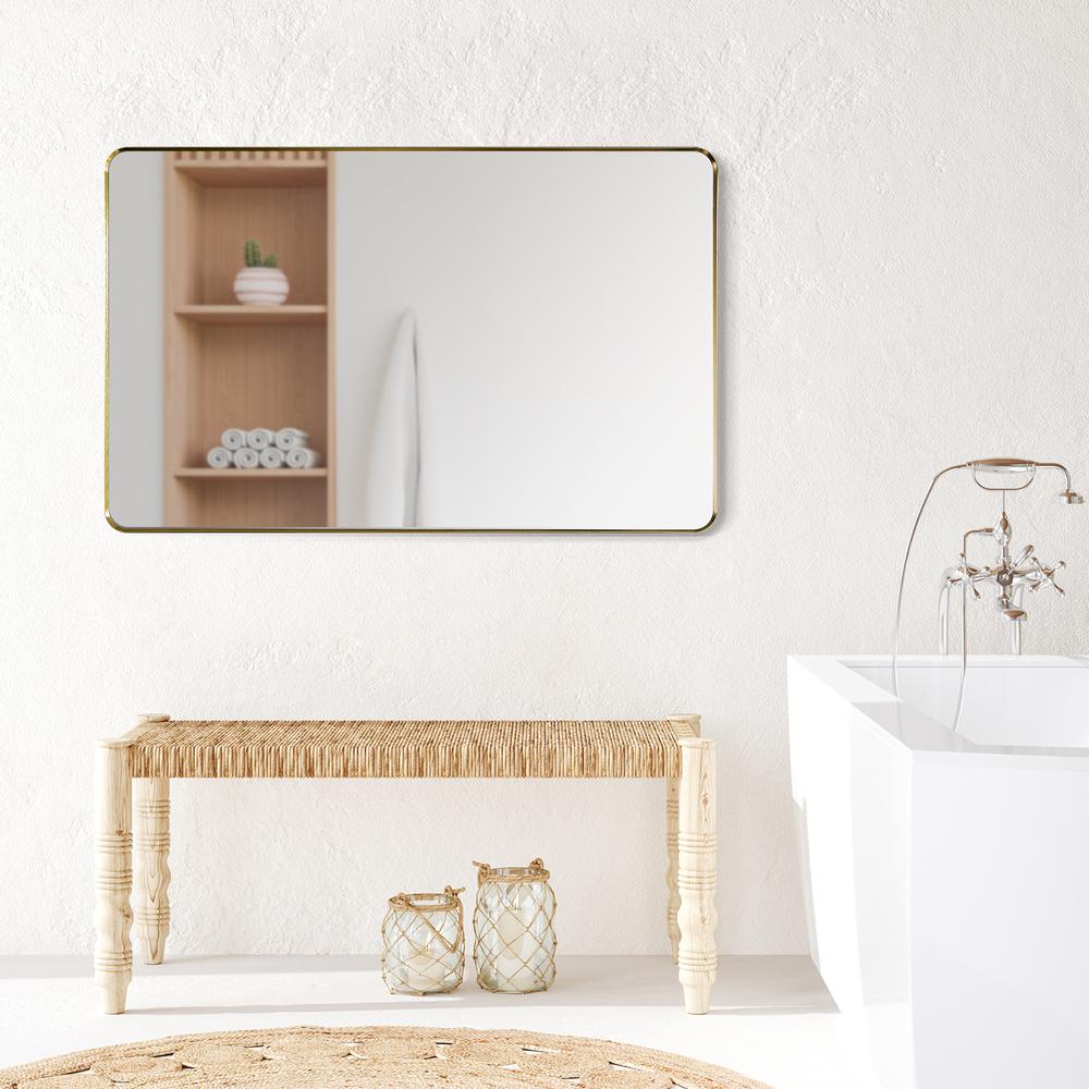 Nettuno 48" Rectangle Bathroom/Vanity Brushed Gold Aluminum Framed Wall Mirror