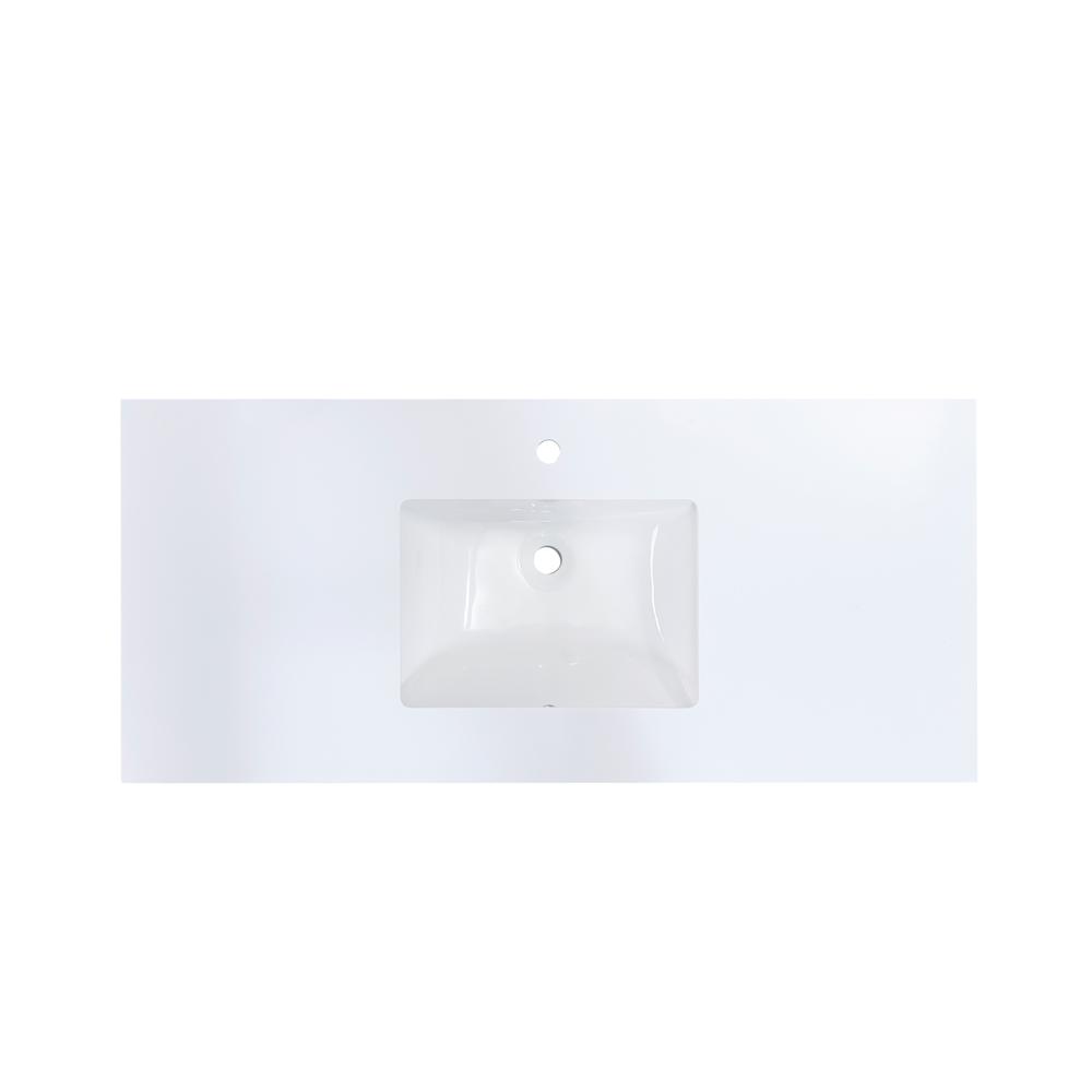 49 in. Composite Stone Vanity Top in Snow White with White Sink