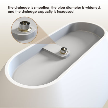 59" x 30" Solid Surface Soaking Bathtub and Integrated Overflow