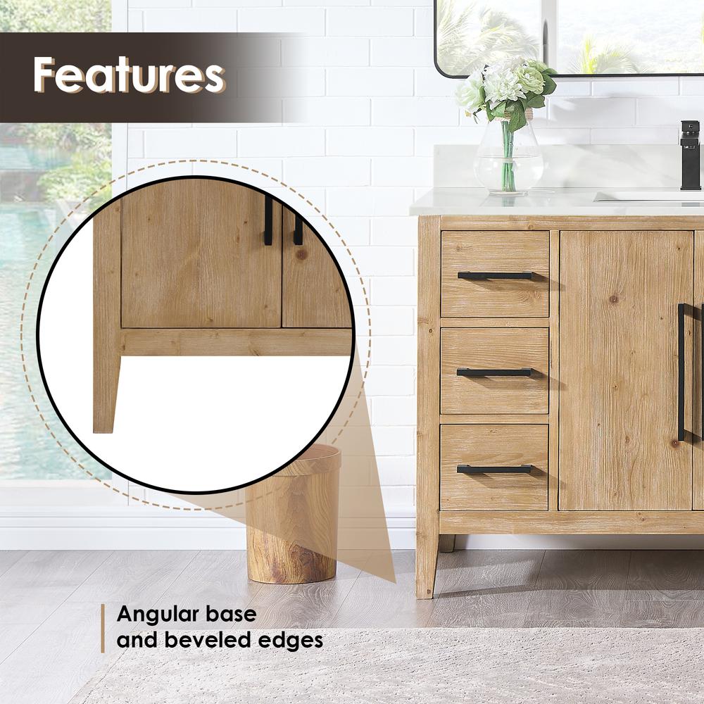 Single Bathroom Vanity in Weathered Fir with Stone Countertop with Mirror
