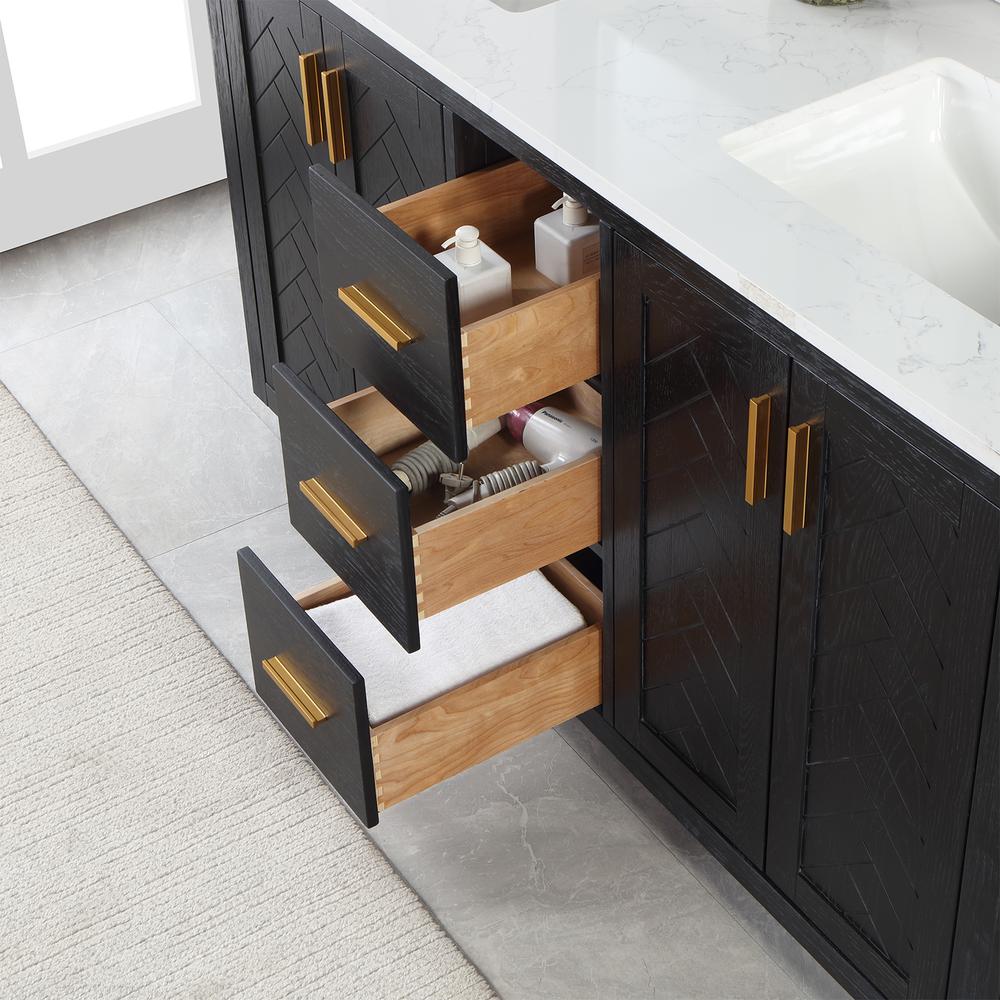60" Double Bathroom Vanity Set in Black Oak with Mirror