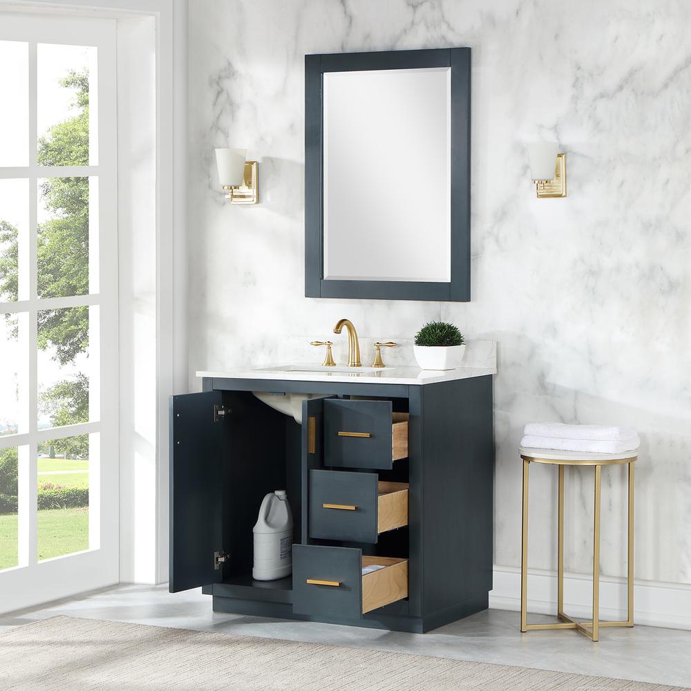 36" Single Bathroom Vanity Set in Classic Blue with Mirror