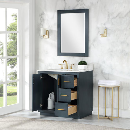 36" Single Bathroom Vanity Set in Classic Blue with Mirror