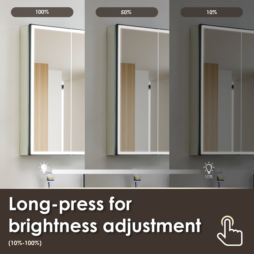48"x32" Rectangular Bathroom Black Aluminum Mirror Medicine Cabinet