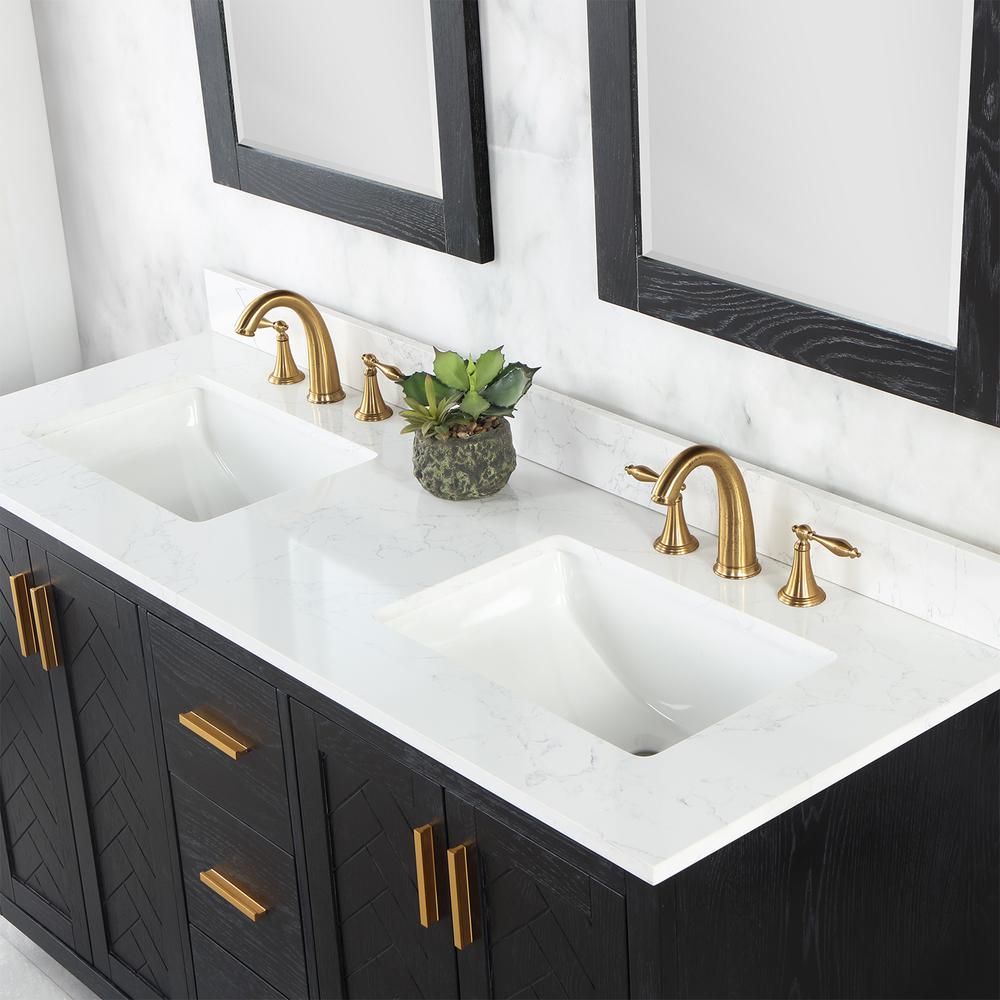 60" Double Bathroom Vanity Set in Black Oak with Mirror
