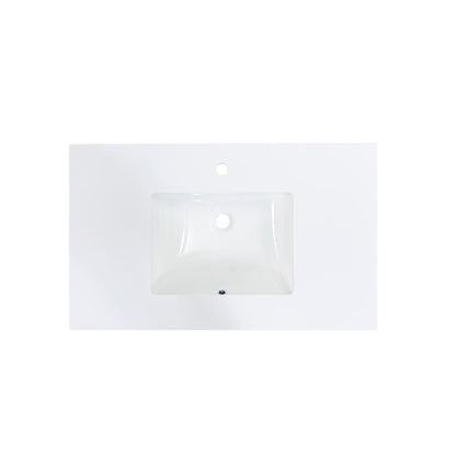 37 in. Composite Stone Vanity Top in Snow White with White Sink