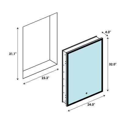 Frameless Surface-Mount/Recessed LED Lighted Bathroom Medicine Cabinet