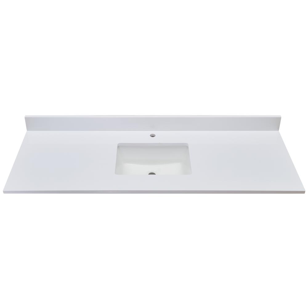 61 in. Composite Stone Vanity Top in Milano White with White Sink