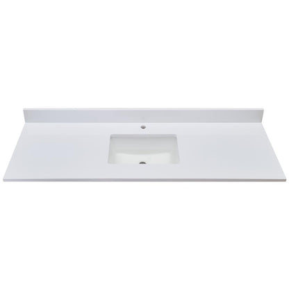61 in. Composite Stone Vanity Top in Milano White with White Sink