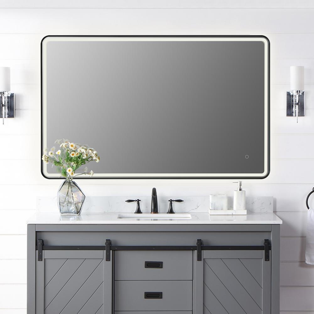 Framed in Matt Black Modern Bathroom/Vanity LED Lighted Wall Mirror