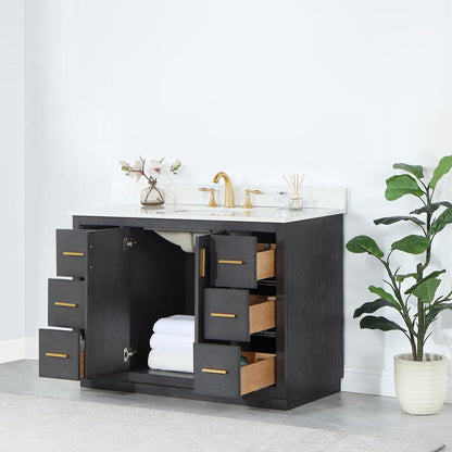 48" Single Bathroom Vanity Set in Brown Oak without Mirror