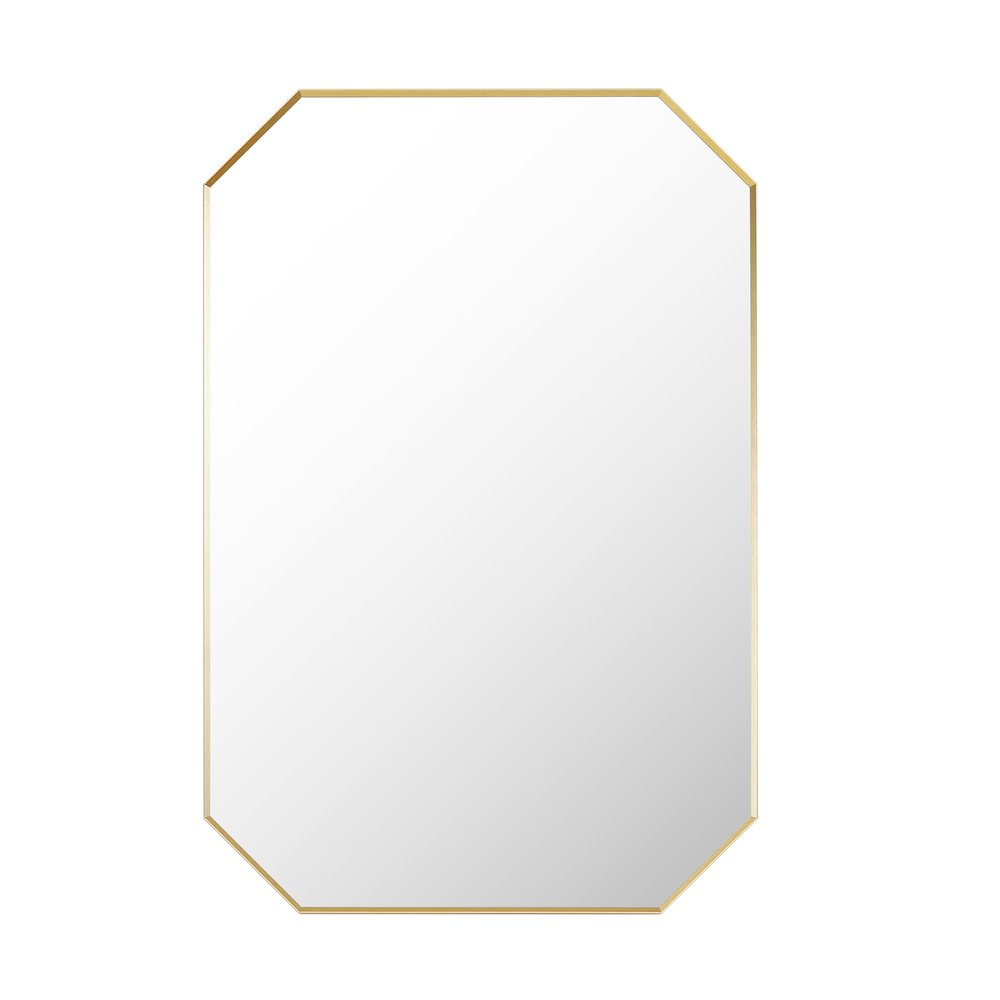 24"x36" Octagon Aluminum Framed in Brushed Gold Modern Bathroom Wall Mirror