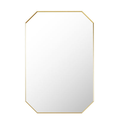 24"x36" Octagon Aluminum Framed in Brushed Gold Modern Bathroom Wall Mirror