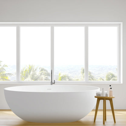 67" x 39" Solid Surface Soaking Bathtub in Matte White and Integrated Overflow