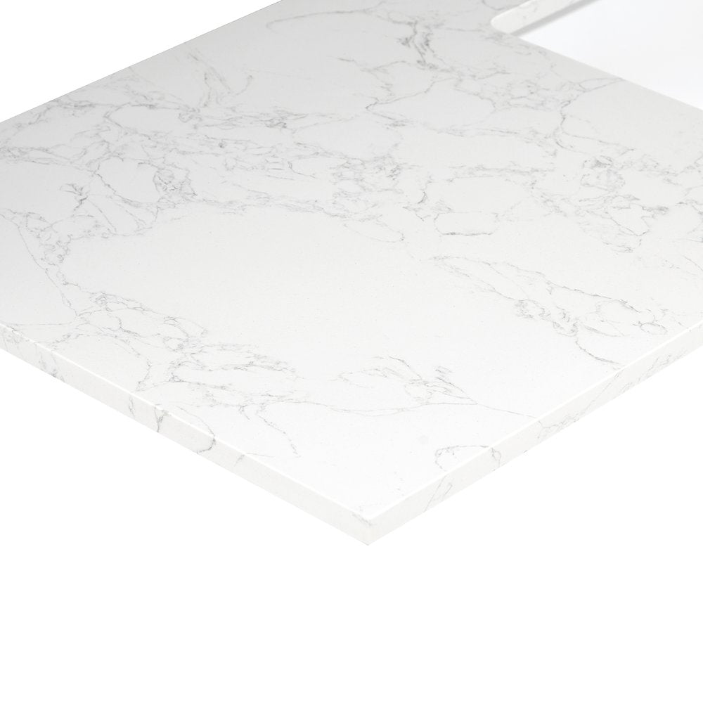 Ceres 31. in Engineered Stone Vanity Top in Grain White with Single White Sink