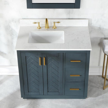 36" Single Bathroom Vanity Set in Classic Blue with Mirror