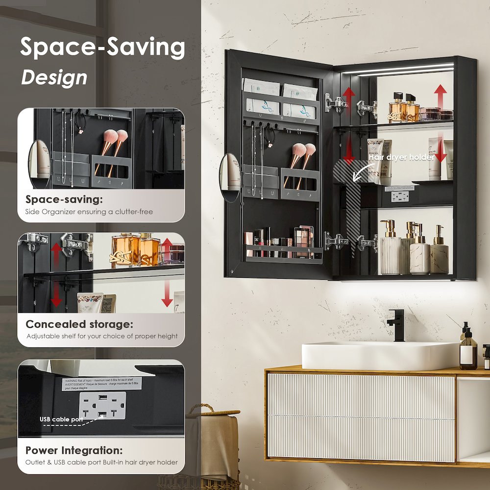 20"x28" Rectangular Frameless Surface-Mount Medicine Cabinet