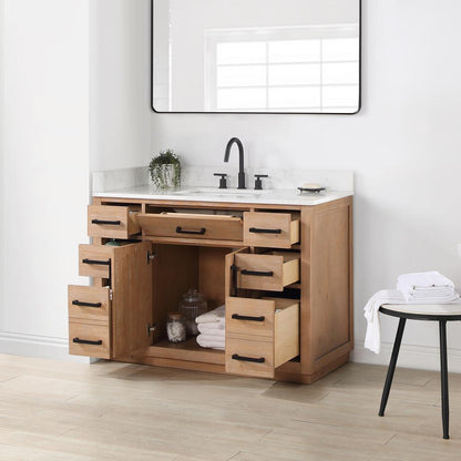 48" Single Bathroom Vanity in Light Brown without Mirror