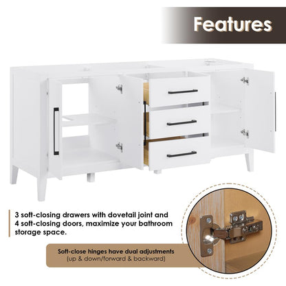 Double Bathroom Vanity in White with White Quartz Stone Countertop with Mirror