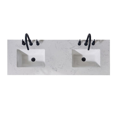 60. in Composite Stone Vanity Top in Aosta White Apron with White Sink