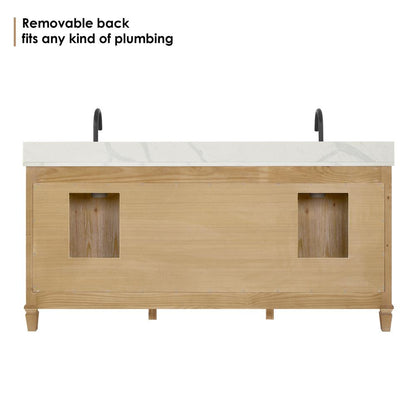 Double Bathroom Vanity in Weathered Fir with Stone Countertop with Mirror