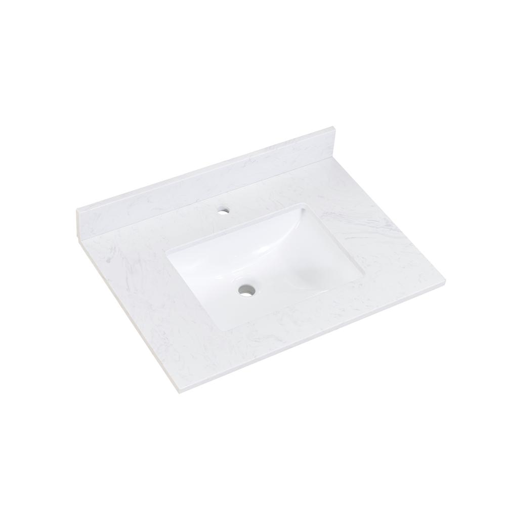31 in. Composite Stone Vanity Top in Aosta White with White Sink