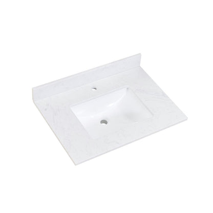 31 in. Composite Stone Vanity Top in Aosta White with White Sink