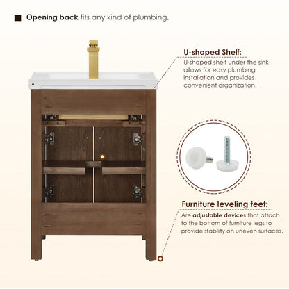 Cerrito 24" Single Bathroom Vanity in Brown Brushed Oak