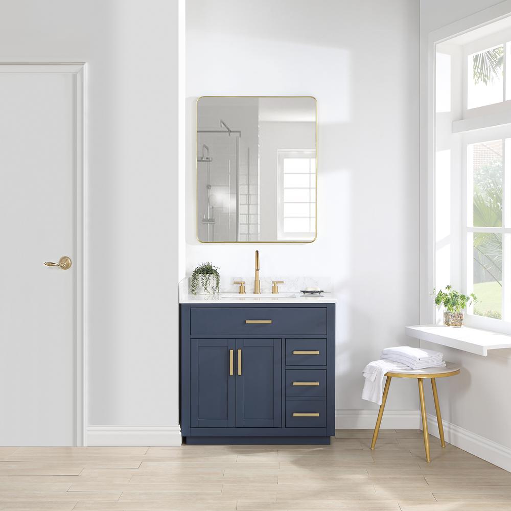 36" Single Bathroom Vanity in Royal Blue with Mirror