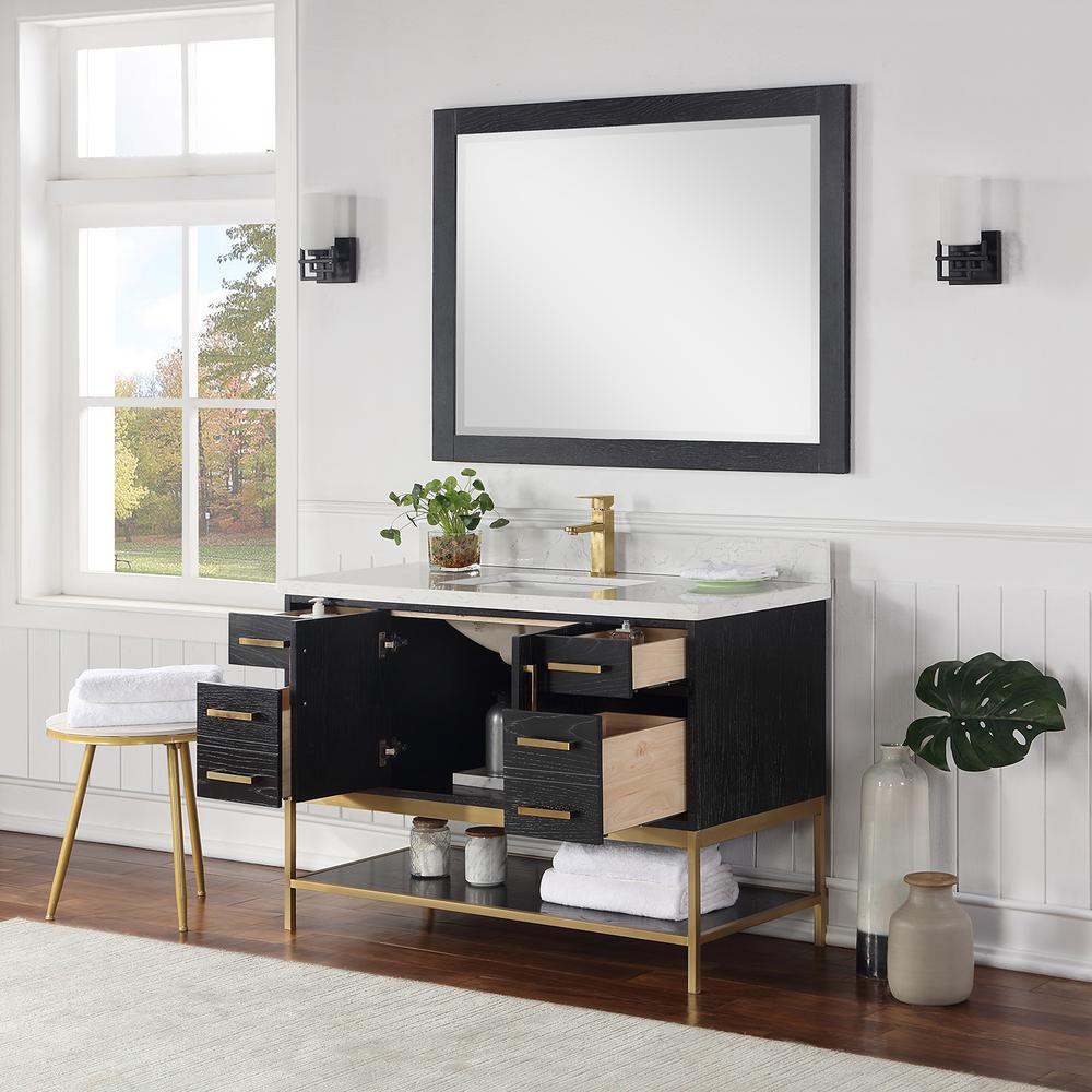 48" Single Bathroom Vanity Set in Black Oak with Mirror