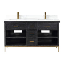 60" Double Bathroom Vanity Set in Black Oak without Mirror